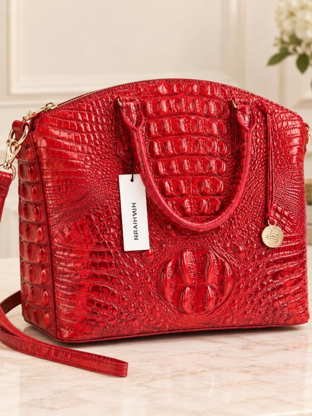 Brahmin Medium Duxbury Satchel Red Dragon Melbourne Leather NWT